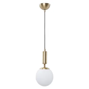 Lustra alb-auriu cu abajur din sticla o 15 cm Monera - Squid Lighting imagine