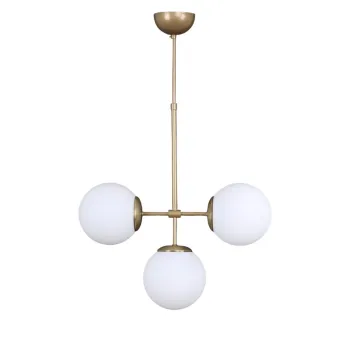 Lustra alb-auriu cu abajur din sticla o 15 cm Seagull - Squid Lighting imagine