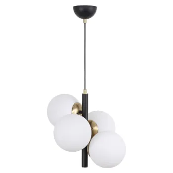 Lustra alb-negru cu abajur din sticla o 15 cm Forte - Squid Lighting imagine