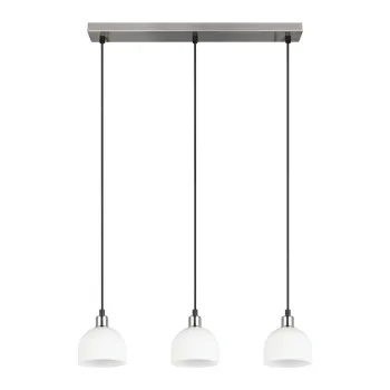 Lustra alba/argintie cu abajur din sticla Molly - Trio imagine