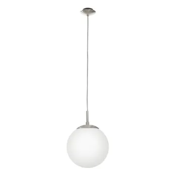 Lustra alba/argintie cu abajur din sticla o 20 cm RONDO - EGLO imagine