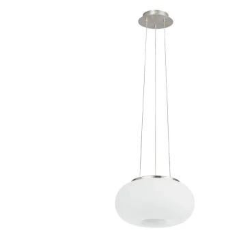 Lustra alba/argintie cu abajur din sticla o 28 cm OPTICA - EGLO imagine