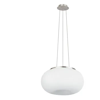 Lustra alba/argintie cu abajur din sticla o 37,5 cm OPTICA - EGLO imagine