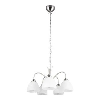 Lustra alba/argintie cu abajur din sticla o 55 cm Dobby - Trio imagine