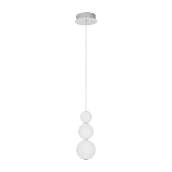Lustra alba/argintiu-lucios LED cu intensitate reglabila din metal cu abajur din sticla o 10 cm Perla - Nova Luce imagine