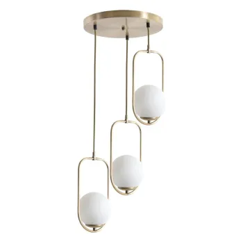 Lustra alba/aurie cu abajur din sticla o 30 cm Ahu - Opviq lights imagine