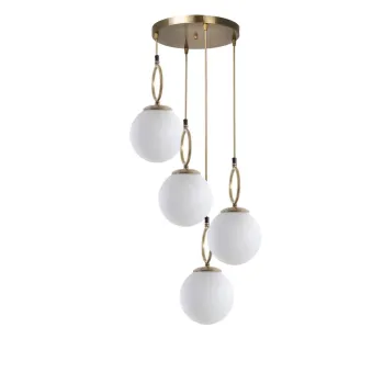 Lustra alba/aurie cu abajur din sticla o 30 cm Morino - Opviq lights imagine