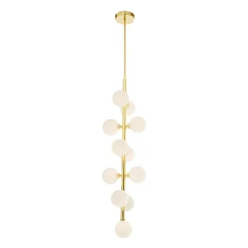 Lustra alba/aurie din metal cu abajur din sticla o 27 cm Trieste - Premier Housewares imagine