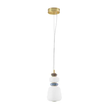 Lustra alba/aurie LED cu intensitate reglabila din metal cu abajur din portelan/cu abajur din sticla o 17 cm Palo - Nova Luce imagine