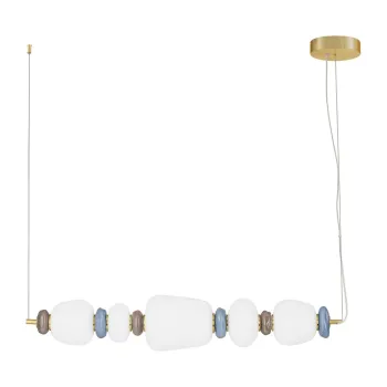 Lustra alba/aurie LED cu intensitate reglabila din metal cu abajur din portelan/cu abajur din sticla Palo - Nova Luce imagine