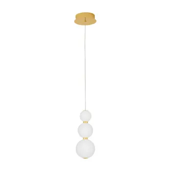 Lustra alba/aurie LED din metal cu abajur din sticla o 10 cm Perla - Nova Luce imagine