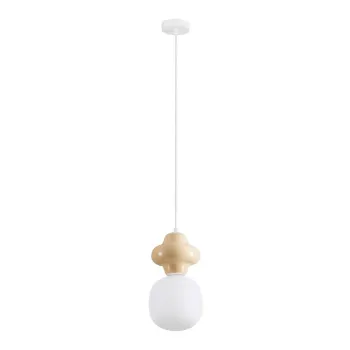 Lustra alba/crem din ceramica cu abajur din sticla o 18 cm Clio - Nova Luce imagine