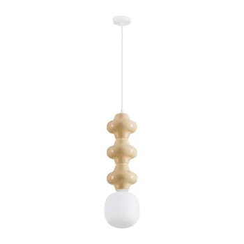 Lustra alba/crem din ceramica cu abajur din sticla o 18 cm Clio - Nova Luce imagine