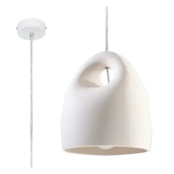 Lustra alba cu abajur din ceramica o 25 cm Sativa - Nice Lamps imagine