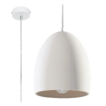 Lustra alba cu abajur din ceramica o 30 cm Fonsie - Nice Lamps imagine