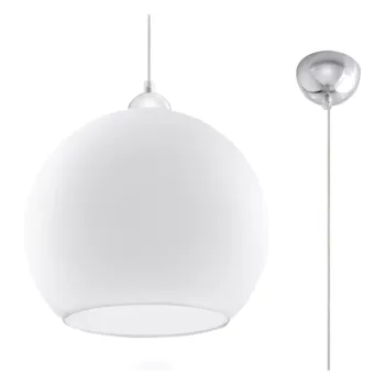 Lustra alba cu abajur din sticla o 30 cm Bilbao - Nice Lamps imagine