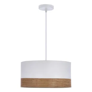 Lustra alba cu furnir si abajur textil o 30 cm Bianco - Candellux Lighting imagine
