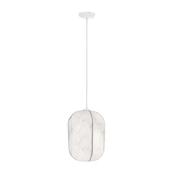 Lustra alba din metal cu abajur textil o 30 cm Pierida - Nova Luce imagine