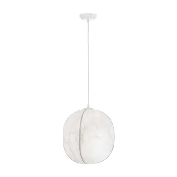 Lustra alba din metal cu abajur textil o 42 cm Pierida - Nova Luce imagine