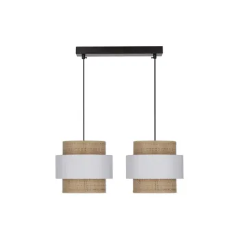Lustra alba-in culoare naturala cu abajur din ratan o 20 cm Rattan - Candellux Lighting imagine