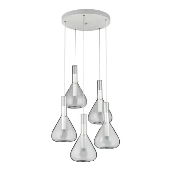 Lustra alba LED cu abajur din sticla o 55 cm Cipera - CINQUE imagine