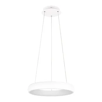 Lustra alba LED cu intensitate reglabila cu abajur din metal o 46 cm Cardona - Trio imagine