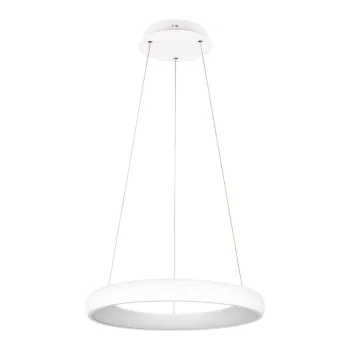 Lustra alba LED cu intensitate reglabila cu abajur din metal o 62 cm Cardona - Trio imagine
