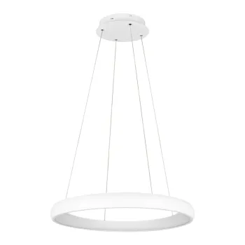Lustra alba LED cu intensitate reglabila cu abajur din metal o 75 cm Cardona - Trio imagine