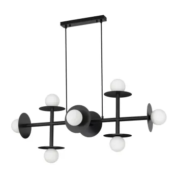 Lustra alba/neagra din metal cu abajur din sticla Pielo - Nova Luce imagine