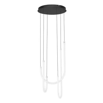 Lustra alba/negru-mat LED cu intensitate reglabila din otel cu abajur din sticla acrilica o 41 cm Topaz - Nova Luce imagine