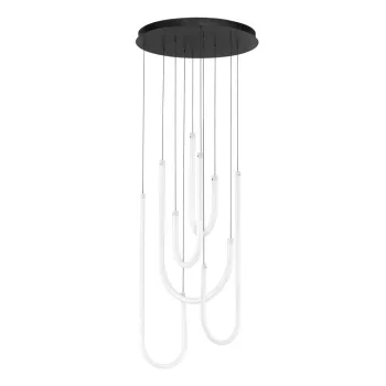 Lustra alba/negru-mat LED cu intensitate reglabila din otel cu abajur din sticla acrilica o 50 cm Topaz - Nova Luce imagine