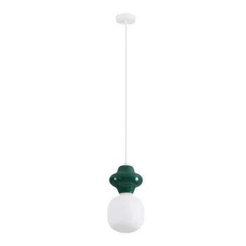 Lustra alba/petrol din ceramica cu abajur din sticla o 18 cm Clio - Nova Luce imagine