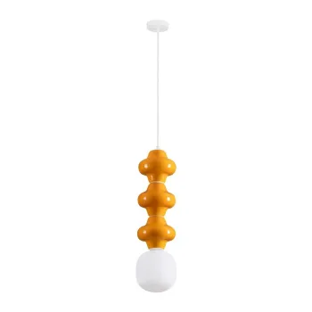 Lustra alba/portocalie din ceramica cu abajur din sticla o 18 cm Clio - Nova Luce imagine