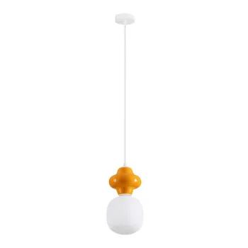 Lustra alba/portocalie din ceramica cu abajur din sticla o 18 cm Clio - Nova Luce imagine