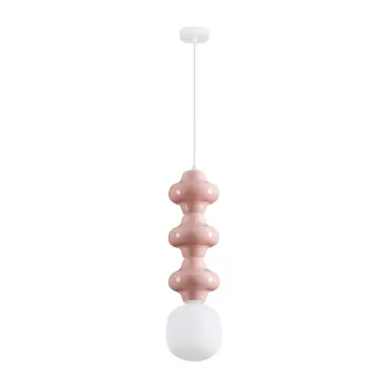Lustra alba/roz-deschis din ceramica cu abajur din sticla o 18 cm Clio - Nova Luce imagine