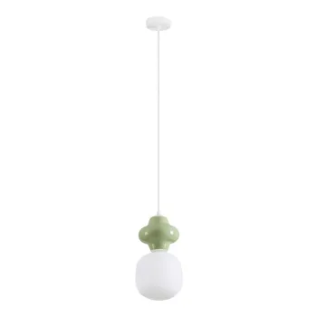 Lustra alba/verde-deschis din ceramica cu abajur din sticla o 18 cm Clio - Nova Luce imagine