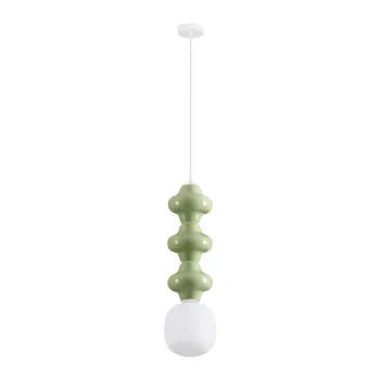 Lustra alba/verde-deschis din ceramica cu abajur din sticla o 18 cm Clio - Nova Luce imagine