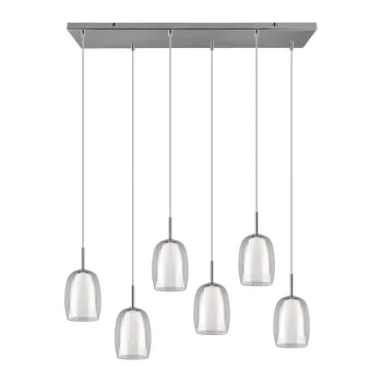 Lustra argintie cu abajur din sticla Barret - Trio Select imagine