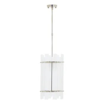Lustra argintie din metal cu abajur din sticla o 27 cm Ritz - Premier Housewares imagine