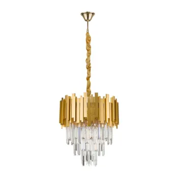 Lustra aurie din metal cu abajur din cristal o 40 cm Grane - Nova Luce imagine