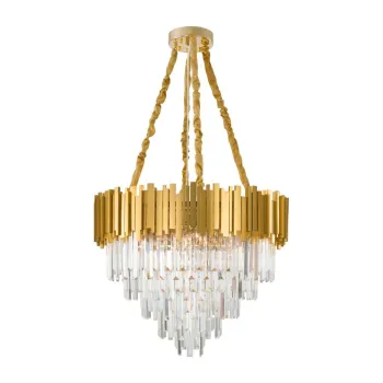 Lustra aurie din metal cu abajur din cristal o 73 cm Grane - Nova Luce imagine