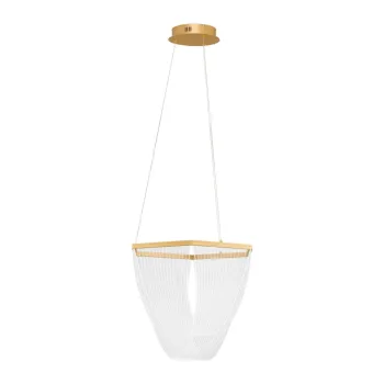 Lustra aurie LED cu intensitate reglabila din aluminiu cu abajur din sticla acrilica o 52 cm Valentin - Nova Luce imagine