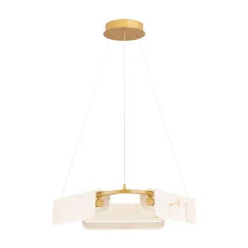 Lustra crem/alamie LED cu intensitate reglabila cu aspect de marmura o 63 cm Aider - Nova Luce imagine