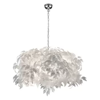 Lustra cu abajur din frunze Trio Pendant Leavy, inaltime 150 cm, alb imagine