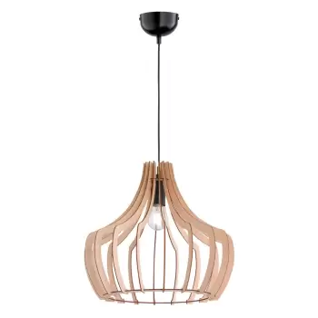 Lustra cu abajur din lemn Trio Wood, inaltime 150 cm, natural imagine