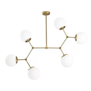 Lustra de 6 becuri Opviq lights Damar, auriu - alb imagine