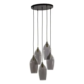 Lustra gri inchis/in culoarea bronz cu abajur din sticla o 45 cm Lukaro - Light & Living imagine