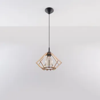 Lustra in culoare naturala cu abajur din lemn o 27,5 cm Toranja - Nice Lamps imagine