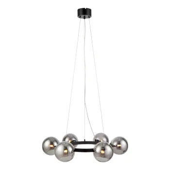 Lustra in forma de cerc cu 6 becuri Markslojd Circle Smoke, negru imagine