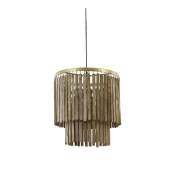 Lustra maro cu abajur din lemn Gularo - Light & Living imagine